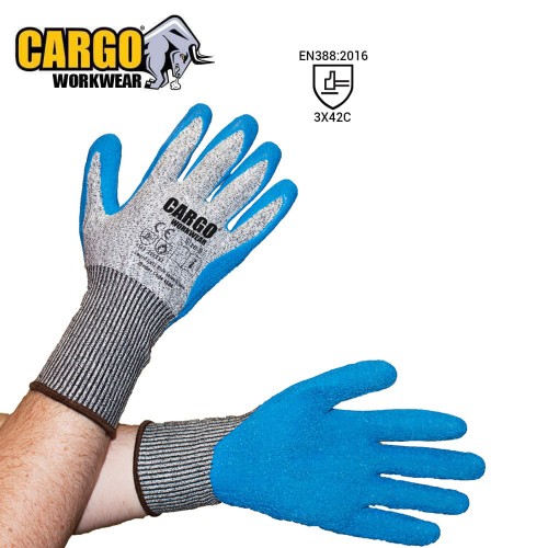 Cargo Sword Cut 5/C Latex Crinkle Plam Glove 3X42C Ext Cuff